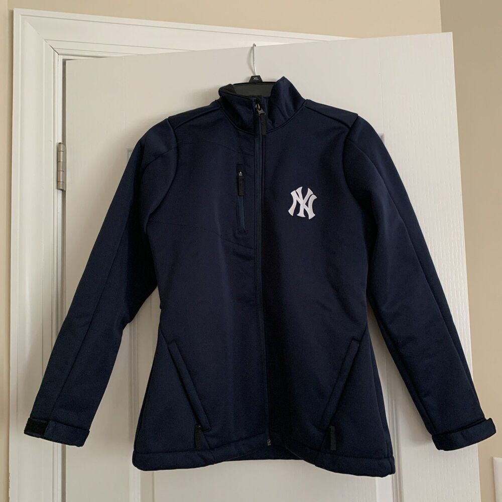 New York Yankees Womens Jacket Blue Sz Small Antigua Lightweight Water Resistant